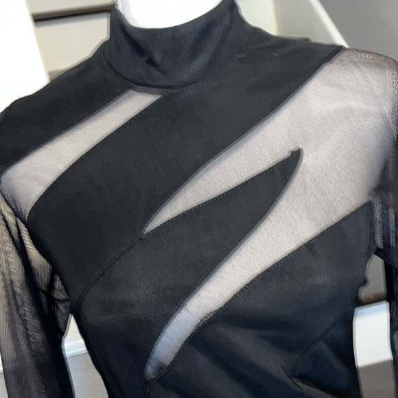 Carabella Head Turning Black Cocktail Dress. Extremely unique  Sheer top. S - Picture 9 of 15